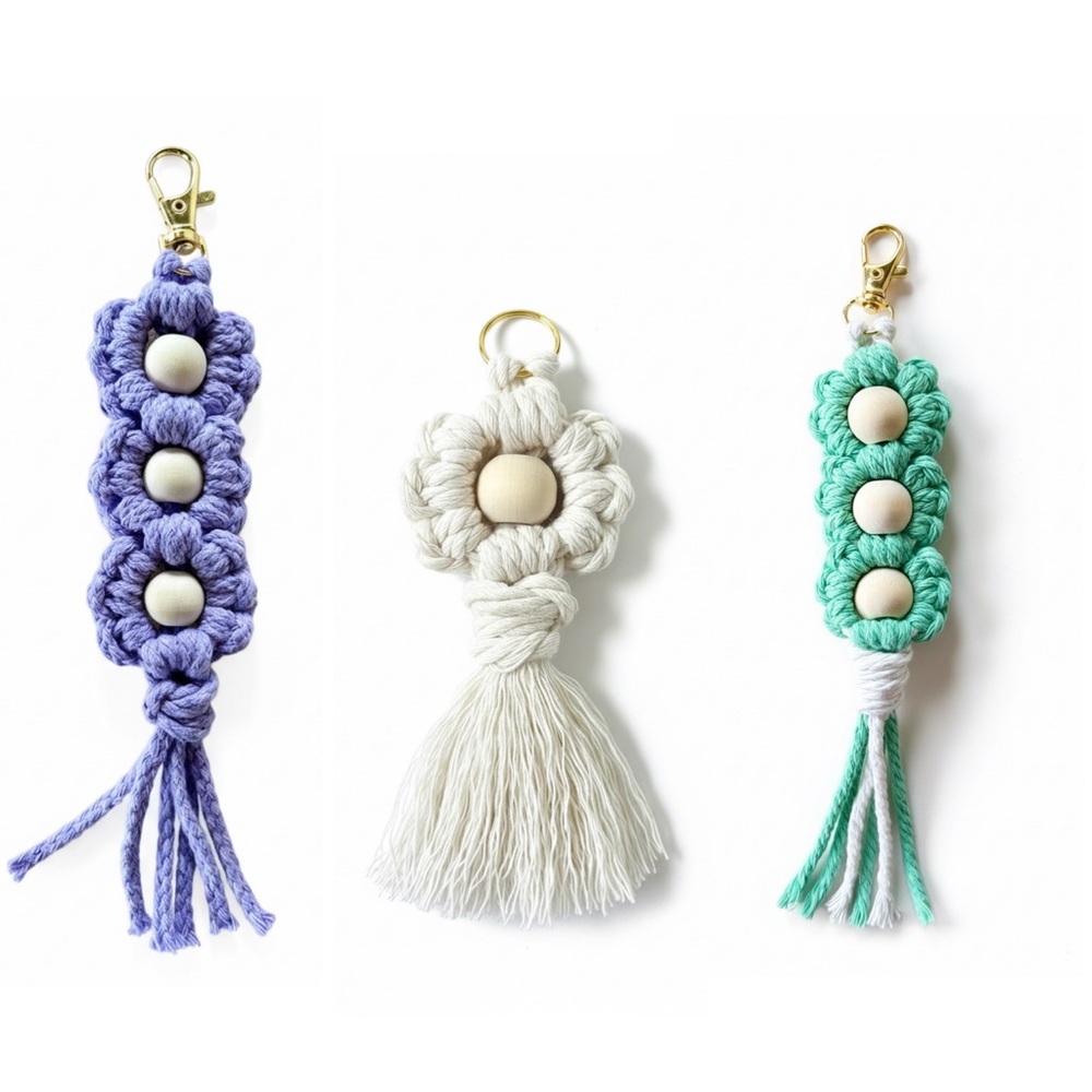 Handmade Flower Macrame Keychains